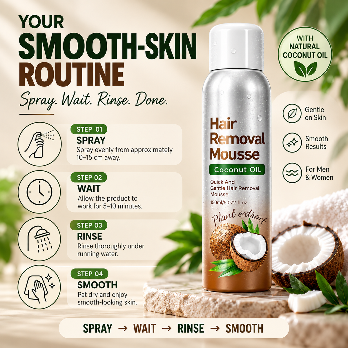 Hair Removal Spray for Men & Women
