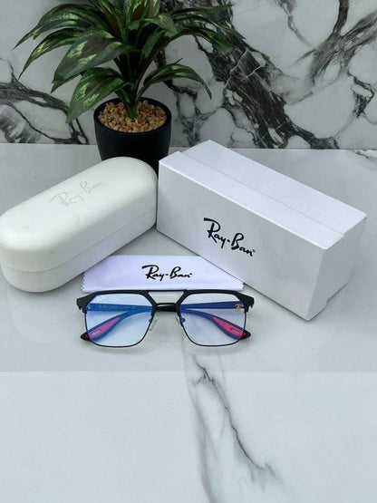 RB #7 METAL BLACK BLUE CUT SUNGLASSES