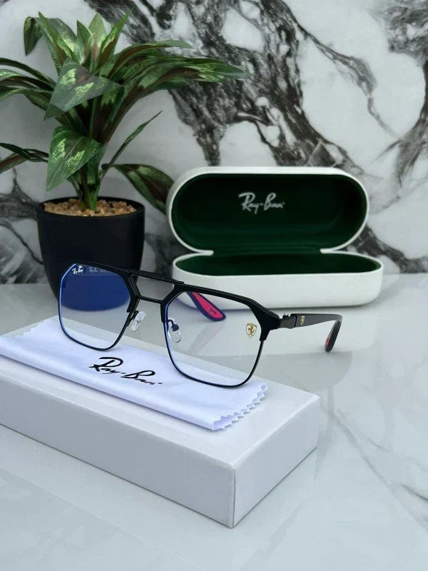 RB #7 METAL BLACK BLUE CUT SUNGLASSES